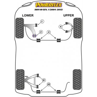 Powerflex Buchsen Stabilisator hinten 29mm für Aston Martin DB9 (2004-2013)
