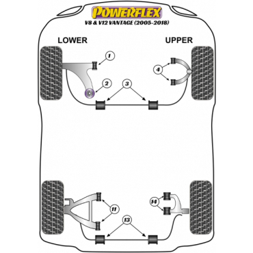 Powerflex Buchsen Stabilisator hinten 29mm für Aston Martin V8 & V12 Vantage (2005-2018)