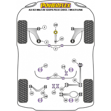 Powerflex Buchsen kleine Buchse untere Drehmomenthalterung für Audi A3/S3 MK3 8V 125PS plus (2013-) Multi Link
