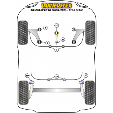 Powerflex Lower Torque Mount Small Bush for Audi A3 MK3 8V up to 125PS (2013-) Rear Beam
