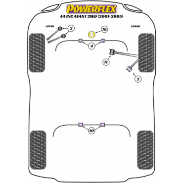 Powerflex Buchsen Stabilisator vorne 25mm für Audi A4 B6 inc. Avant 2WD (2001-2005)
