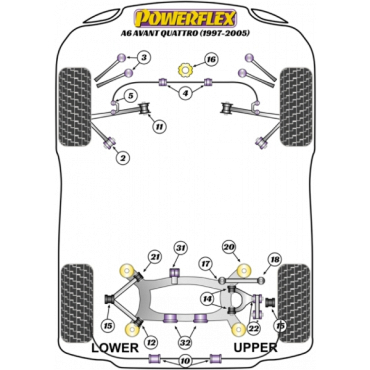Powerflex Buchsen Querlenker hinten außen für Audi A6 Avant Quattro (1997 - 2005)