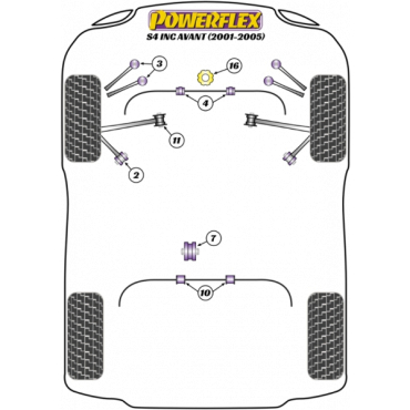 Powerflex Buchsen Stabilisator hinten 16mm für Audi S4 B6 inc. Avant (2001-2005)
