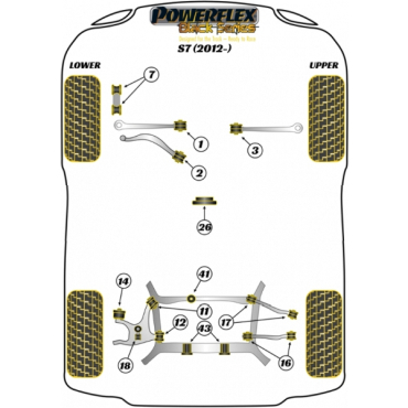 Powerflex Buchsen Verbindungsbuchse hinterer Stabilisator für Audi S7 (2012-2017) Black Series