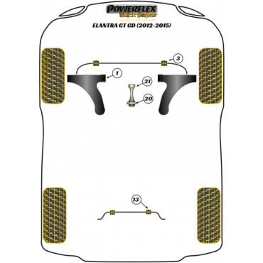 Powerflex Buchsen Stabilisator hinten 15mm für Hyundai Elantra GT GD (2012-2015) Black Series