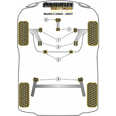 Powerflex Buchsen Querlenker vorne PU Buchse für Mazda 2 (2003-2007) Black Series