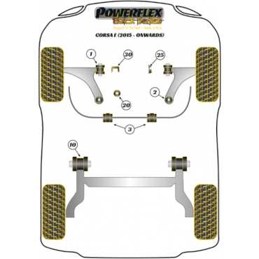 Powerflex Buchsen Querlenker hintere Buchse für Opel Corsa E inc VXR/OPC (2015-) Black Series