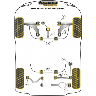 Powerflex Buchsen Stabilisator vorne 25mm für Seat Leon KL 2WD Multi-Link (2020-) Black Series