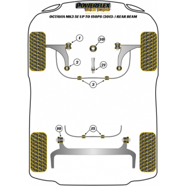 Powerflex VAG Jacking Point Insert Kit of 4 for Skoda Octavia Mk3 5E (2013-) up to 150PS Rear Beam Black Series