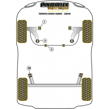 Powerflex Buchsen Stabilisator vorne 22mm für Toyota Aygo (2005-2014) Black Series