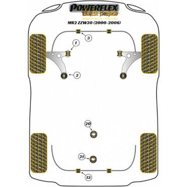 Powerflex Buchsen Stabilisator vorne 20mm für Toyota MR2 Gen 3 ZZW30 (2000-2006) Black Series
