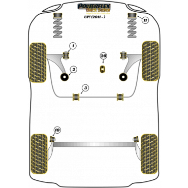 Preview: Powerflex Buchsen Auspuffbefestigung für VW Up! incl. GTI (2011-) Black Series