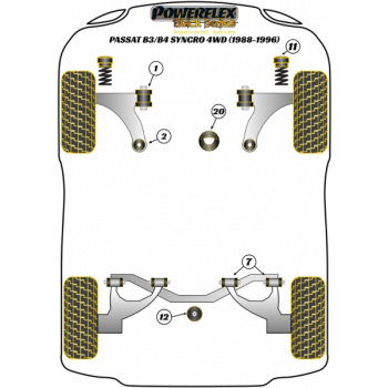 Powerflex Buchsen Motorlager Buchse hinten unten für VW Passat B3/B4 Syncro 4WD (1988-1996) Black Series