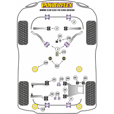 Powerflex Buchsen Querlenker hinten unten für BMW E39 5 Series 535 - 540 (1996-2004)