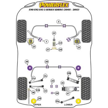 Powerflex Buchsen Stabilisator hinten 12mm für BMW E90, E91, E92 & E93 3 Series xDrive (2005-2013)