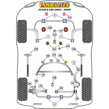 Powerflex Buchsen Stossdämpfer hinten Halterung und Buchse oben 12mm für BMW Z4 E85 & E86 (2003-2009)