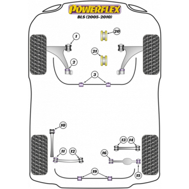Powerflex Buchsen Querlenker vorne VA für Cadillac BLS (2005 - 2010)