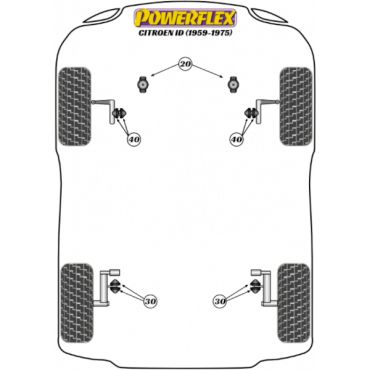 Powerflex Buchsen Federwegbegrenzer Kit vorne für Citroen ID (1959-1975)