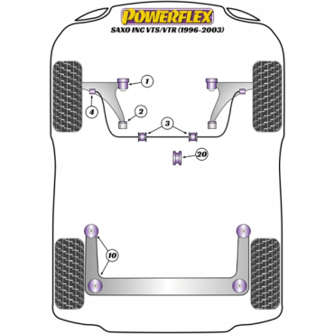 Powerflex Front Anti Roll Bar Mount (Inner) 22mm for Citroen Saxo inc VTS/VTR (1996-2003)