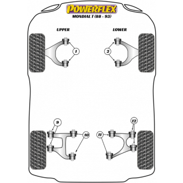 Powerflex Buchsen Querlenker hinten unten innen für Ferrari Mondial T (1988-1993)