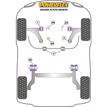 Powerflex Buchsen Querlenker hintere Buchse für Fiat Grande Punto Abarth (2005 - 2009)