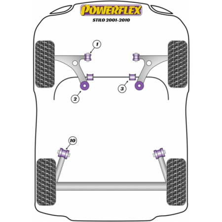 Powerflex Buchsen Achse zu Karosserie HA für Fiat Stilo (2001-2010)