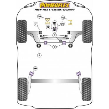 Powerflex Buchsen großer Einsatz für untere Drehmomenthalterung für Ford Fiesta MK8.5 ST 200 Facelift (2021-)