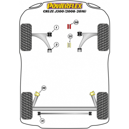 Powerflex Buchsen Motor Aufnahme hinten für Holden Cruze MK1 J300 (2008-2016)