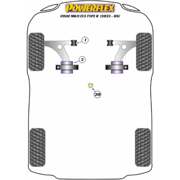 Powerflex Buchsen Querlenker hintere Buchse mit Nachlaufeinstellung für Honda Civic MK11 FL5 Type R (2022-)