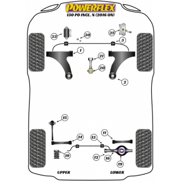 Powerflex Buchsen untere Drehmomentstütze - Motorsport für Hyundai i30 PD inc N (2016-)