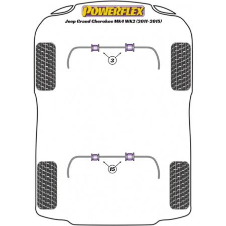 Preview: Powerflex Buchsen Stabilisator vorne 38mm für Jeep Grand Cherokee Mk4 WK2 (2011-2015)