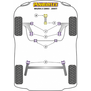 Powerflex Buchsen vorderer Querlenker hinten, Nachlaufeinstellung für Mazda 2 (2003-2007)