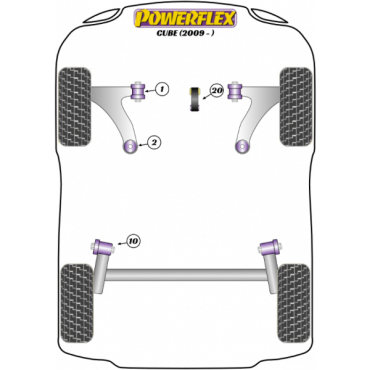 Powerflex Buchsen Querlenker hintere Buchse für Nissan Cube (2009 on)