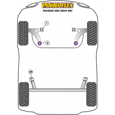 Powerflex Buchsen Vorderradaufhängung PU Buchse hinten für Peugeot 108 (2014-)