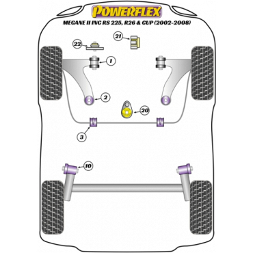 Powerflex Buchsen Motor Aufnahme vorne unten für Renault Megane II inc RS 225 + R26 + Cup (2002 - 2008)