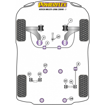 Powerflex Buchsen Querlenker oben außen HA für Seat Ateca Multi-Link (2016-)