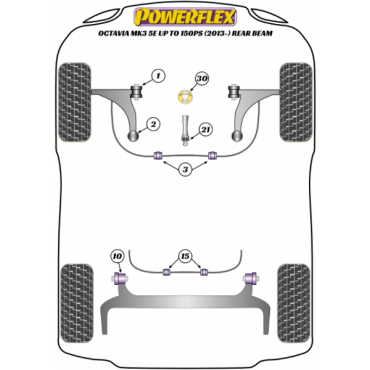 Powerflex Buchsen vorderes Hybrid Motor-Lager (gross) - Fast Road/Track für Skoda Octavia Mk3 5E (2013-) up to 150PS Rear Beam