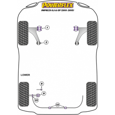 Powerflex Buchsen Stabilisator-Befestigung am unteren Lenker für Subaru Impreza GJ & GP (2011-2015)