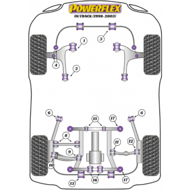 Powerflex Buchsen Querlenker unten außen HA für Subaru Outback (1998-2003)