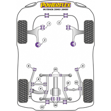 Powerflex Buchsen Querlenker oben außen HA für Subaru Outback (2003-2009)
