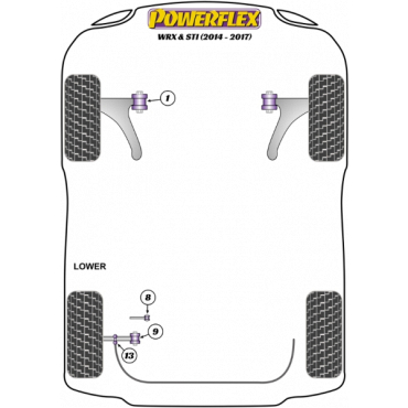 Powerflex Buchsen Zugstrebe innen HA für Subaru WRX & STI (2014-2017)