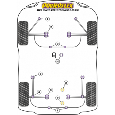 Powerflex Buchsen Zugstrebe zu Querlenker für Toyota MR2 SW20 REV 2-5 (1991-1999)