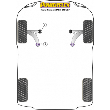 Powerflex Buchsen Vorderradaufhängung PU Buchse vorne für Toyota Yaris Verso (1999-2005)