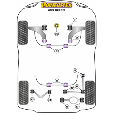 Powerflex Buchsen Querlenker oben außen HA für VW Golf MK7 GTE