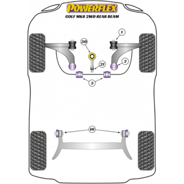 Powerflex Lower Engine Mount Insert (Large) Track Use for VW Golf Mk8 2wd Rear Beam