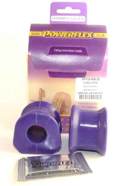 Powerflex Buchsen Stabilisator vorne innen an Fahrgestell 22mm für Ford Capri (1969-1986)