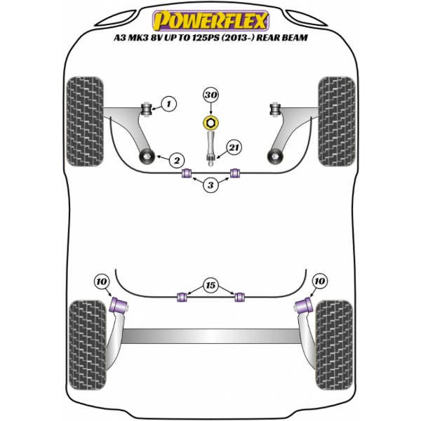Powerflex bushes Audi A3 MK3 8V up to 125PS (2013-) Rear Beam