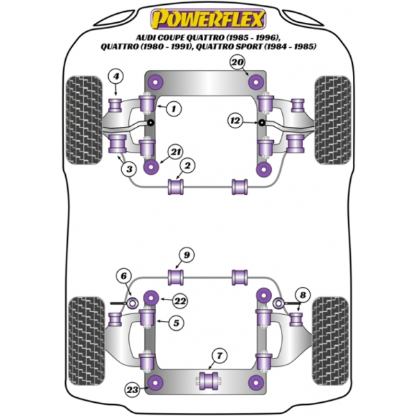 Powerflex Buchsen Audi Coupe Quattro (1985-1996) Quattro (1980-1991) Quattro Sport (1984-1985)