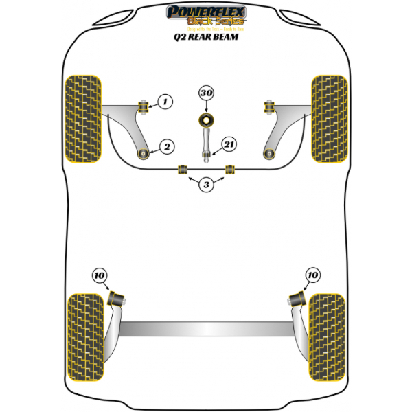 Powerflex Buchsen Black Series Audi Q2 2WD REAR BEAM