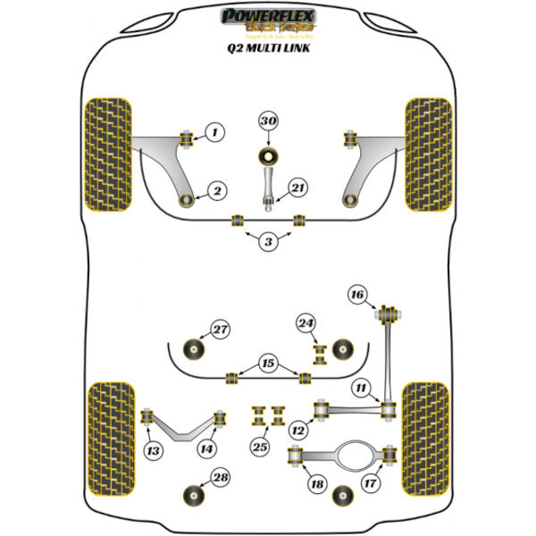 Powerflex Buchsen Black Series Audi Q2 4WD Quattro MULTI LINK